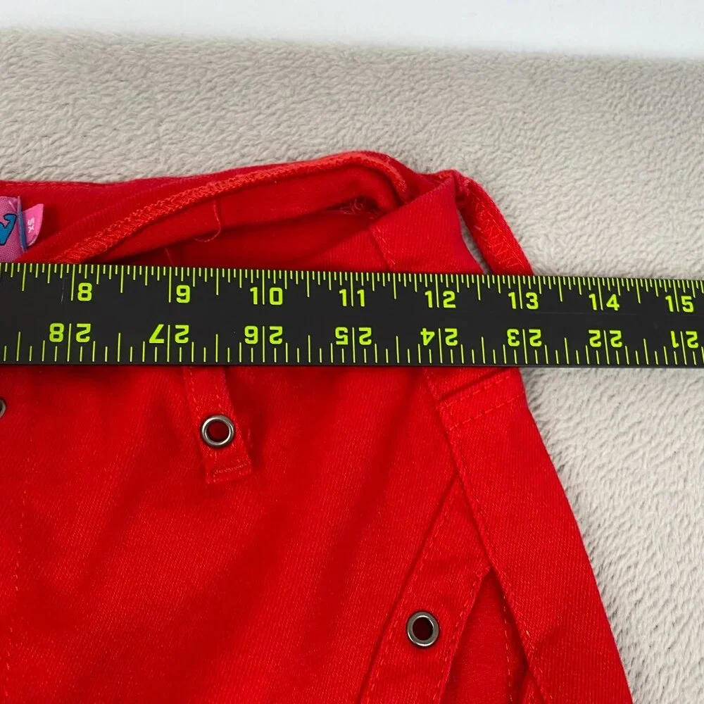Edikted Woman's Pants XS Red Lace-Up Flared Bell Bottom Cotton Blend Retro Y2K S